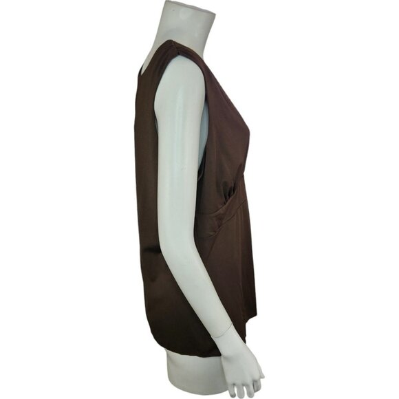 Cato Womens XL Brown Sleeveless Peplum Tank‎ Cinched Shoulders Lined - Picture 12 of 13